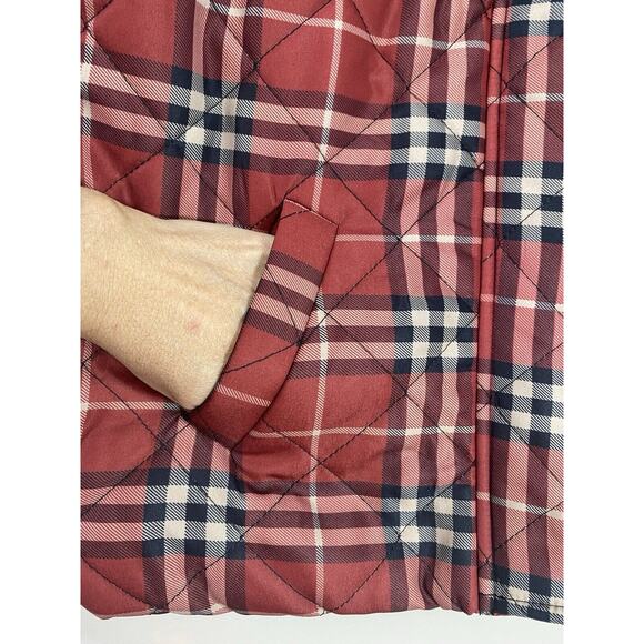 New with Tags Red Plaid Quilted Vest Snap and Zip Close Mock Neck by Wanna B Me - Picture 4 of 8